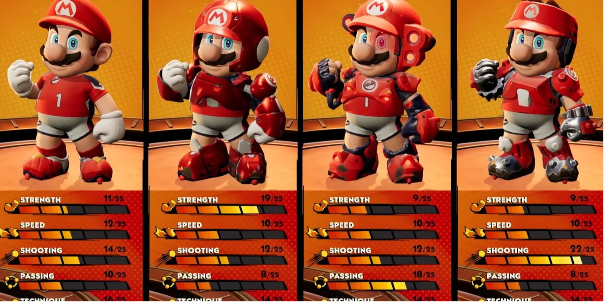 Mario Strikers gear selection is a risky place to experiment