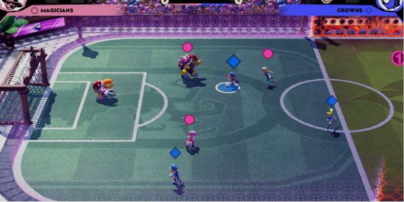 Mario Strikers Visual Assist mode makes the action easier to follow