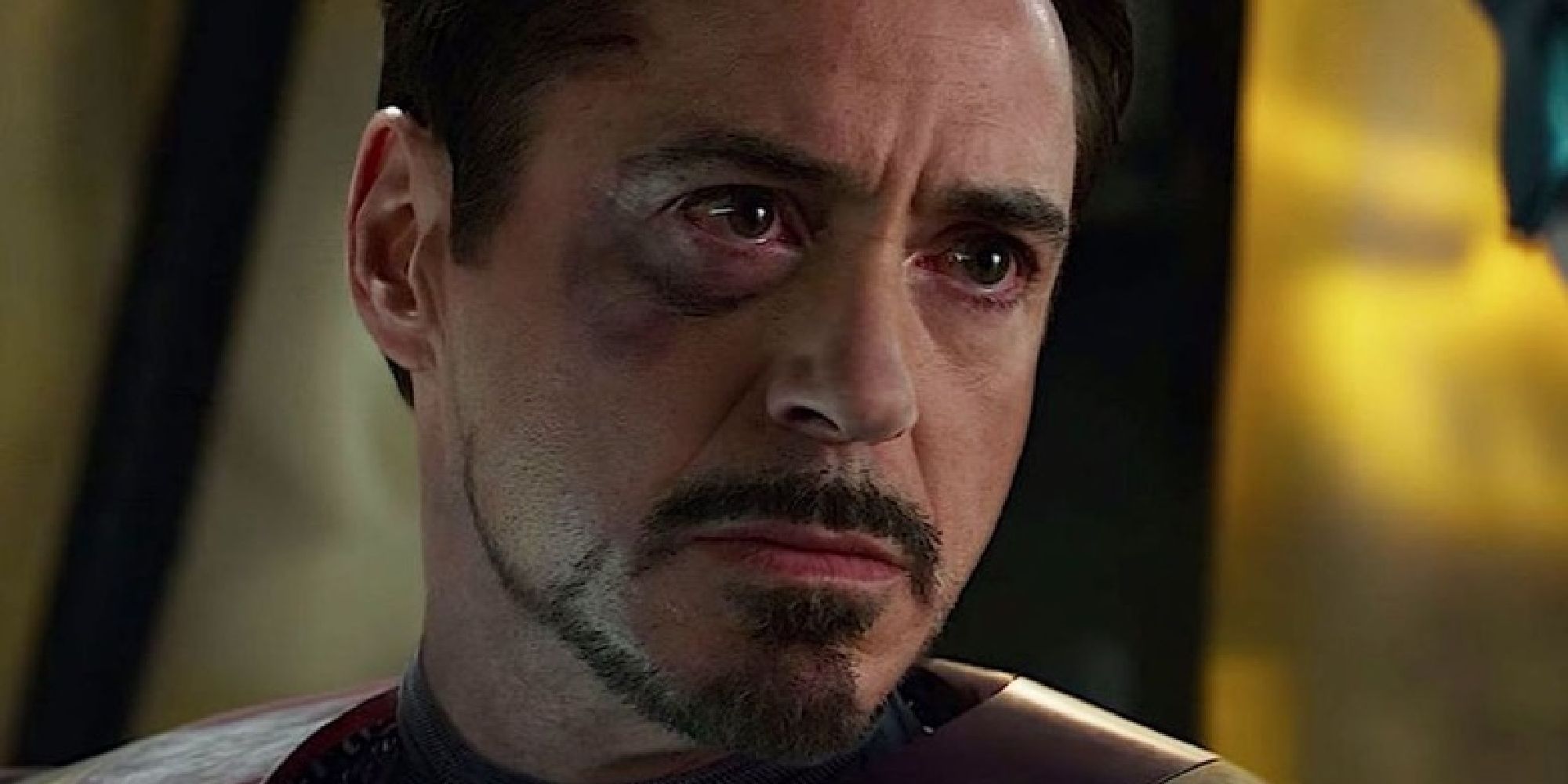 Tony Stark staring down Steve Rogers in Civil War