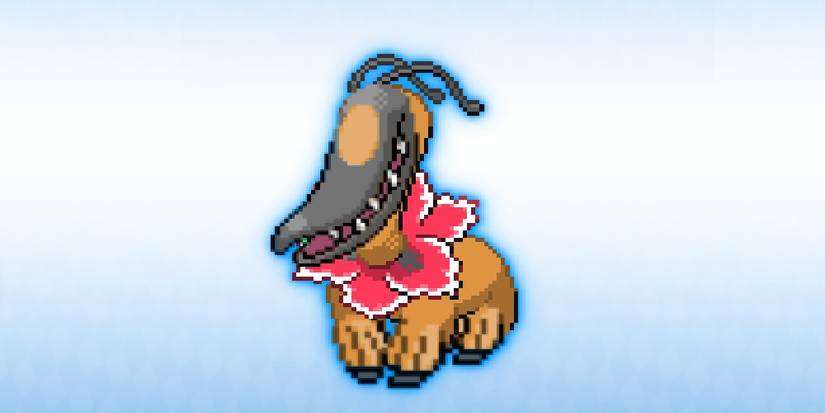 Image of a fusion between Meganium and Mawile from Pokemon