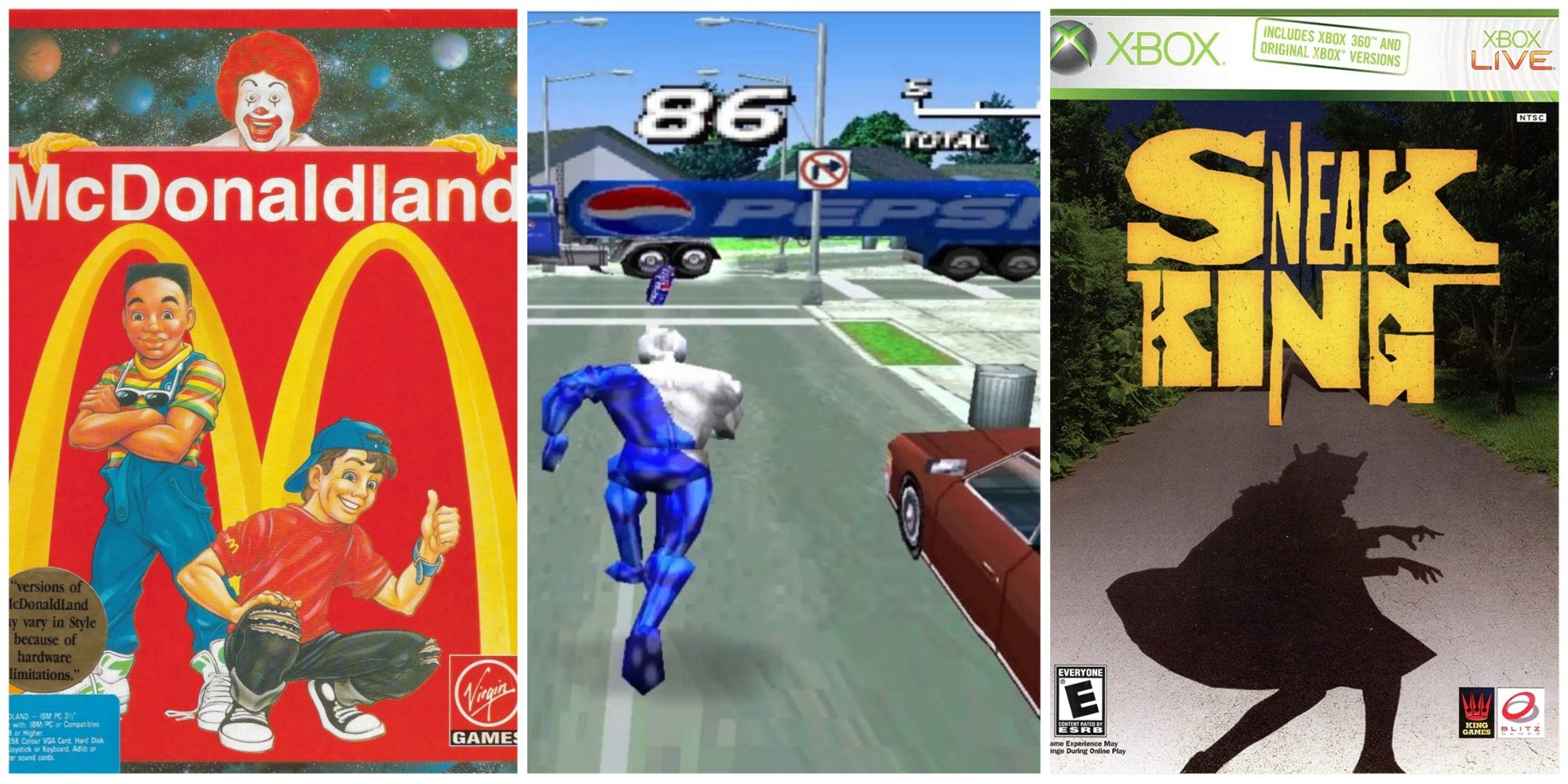 McDonaldland Box Art, Pepsiman Gameplay, Sneak King Box Art