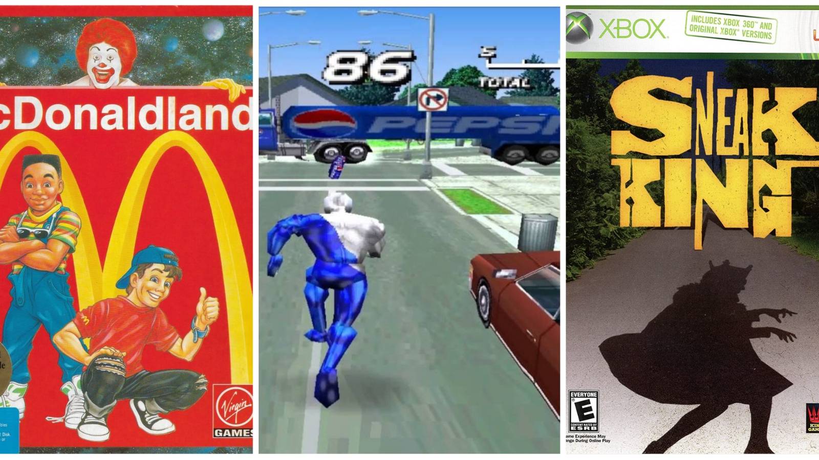 McDonaldland Box Art, Pepsiman Gameplay, Sneak King Box Art