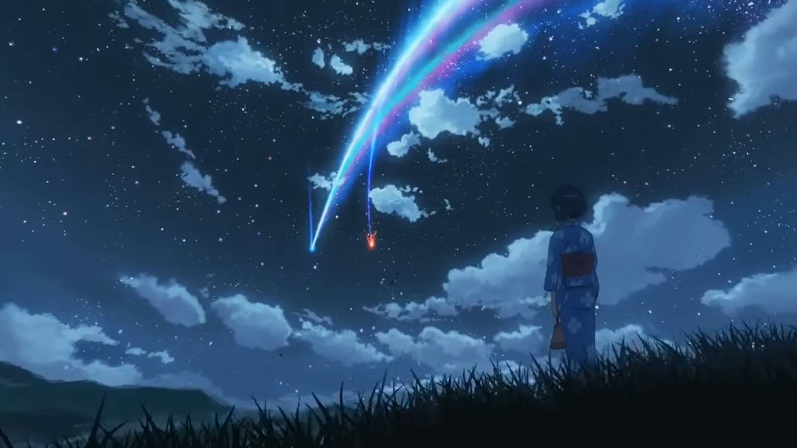 Meteor scene from movie Your Name