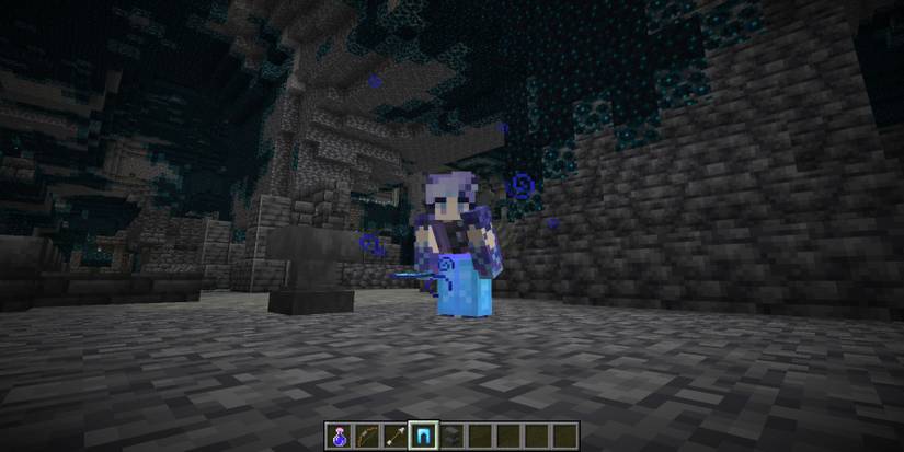 Minecraft Player Using Swift Sneak Enchanted Leggings