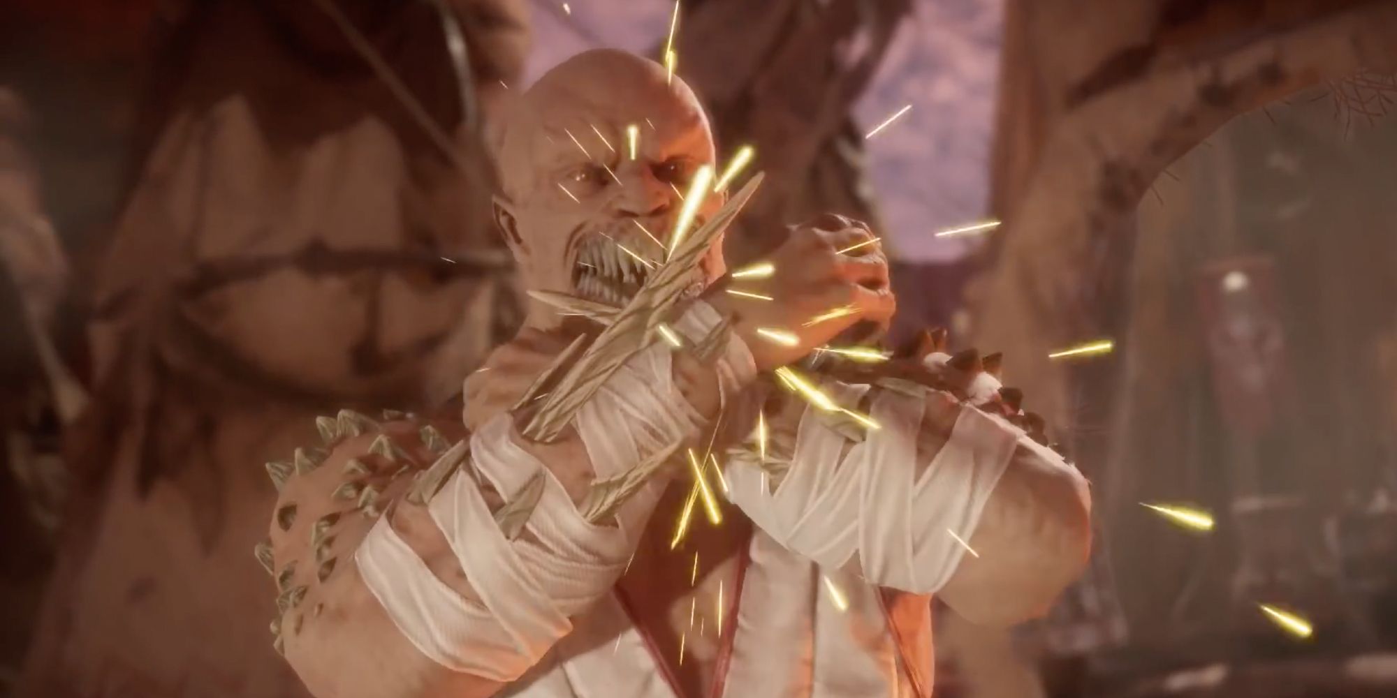 Mortal Kombat 11 - Baraka - Player guards himself against incoming attacks