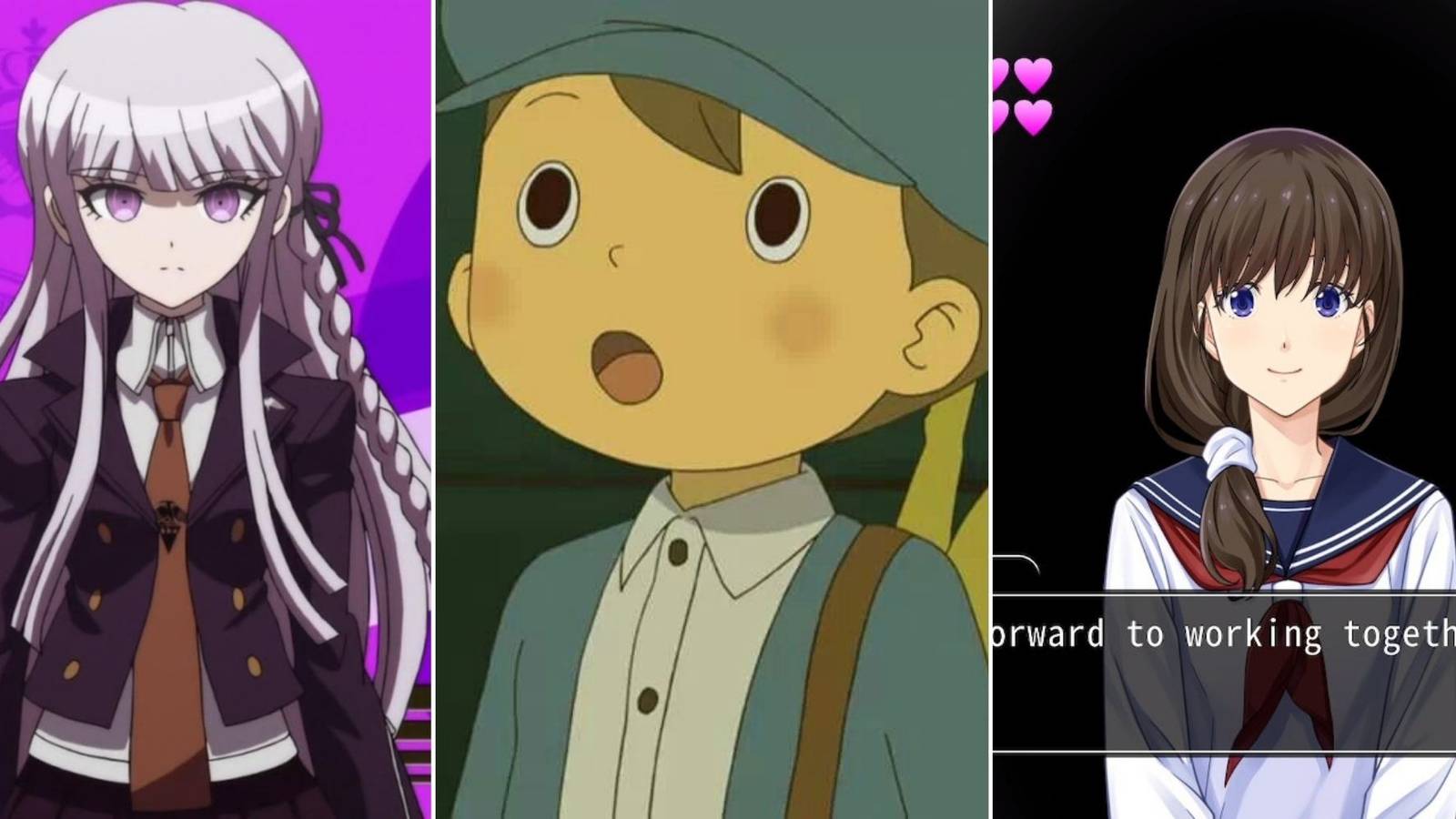 Split image. Kyoko Kirigiri, Luke Triton, Ayumi Tachibana