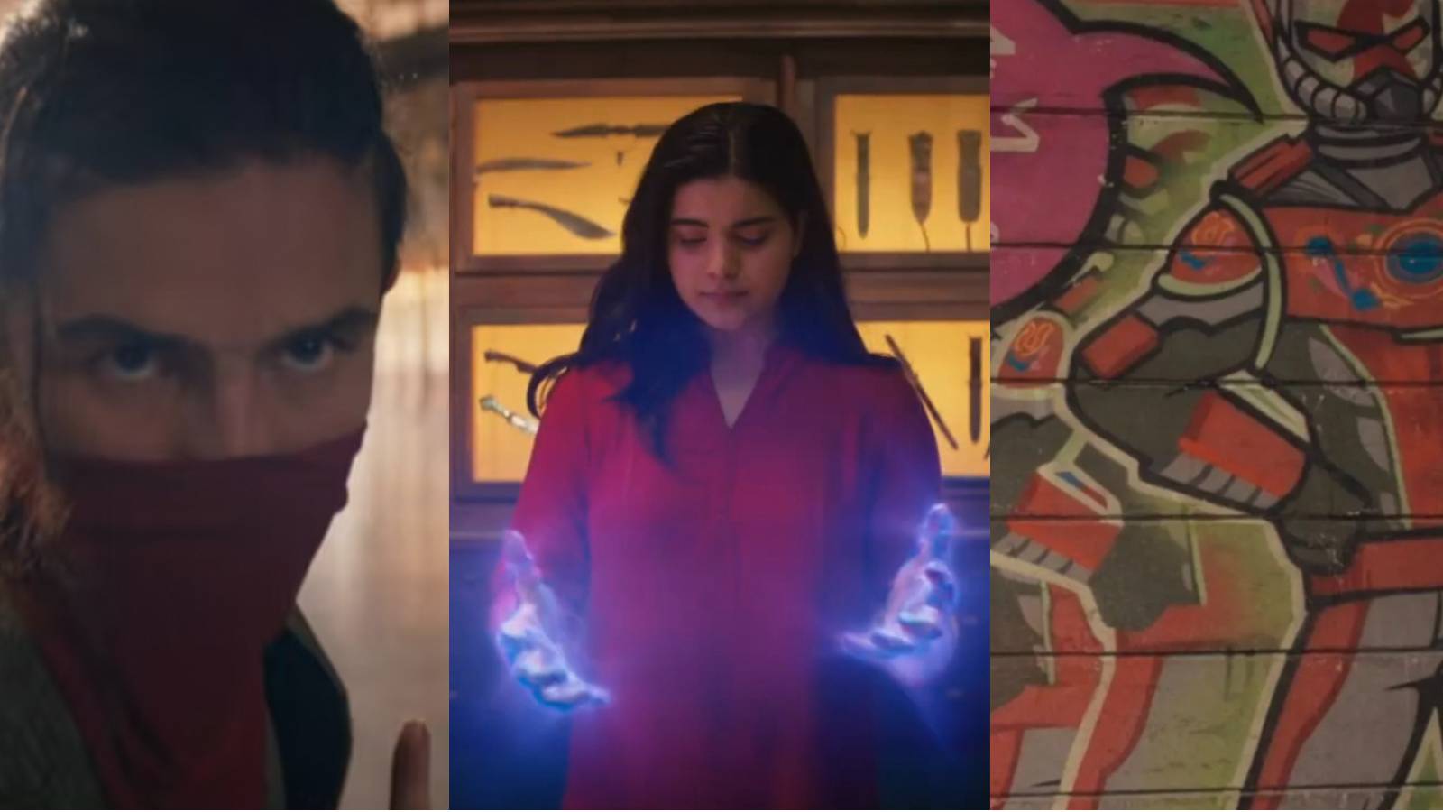 A split image features Kareem, Kamala, and Ant-Man art in Ms. Marvel Episode 4