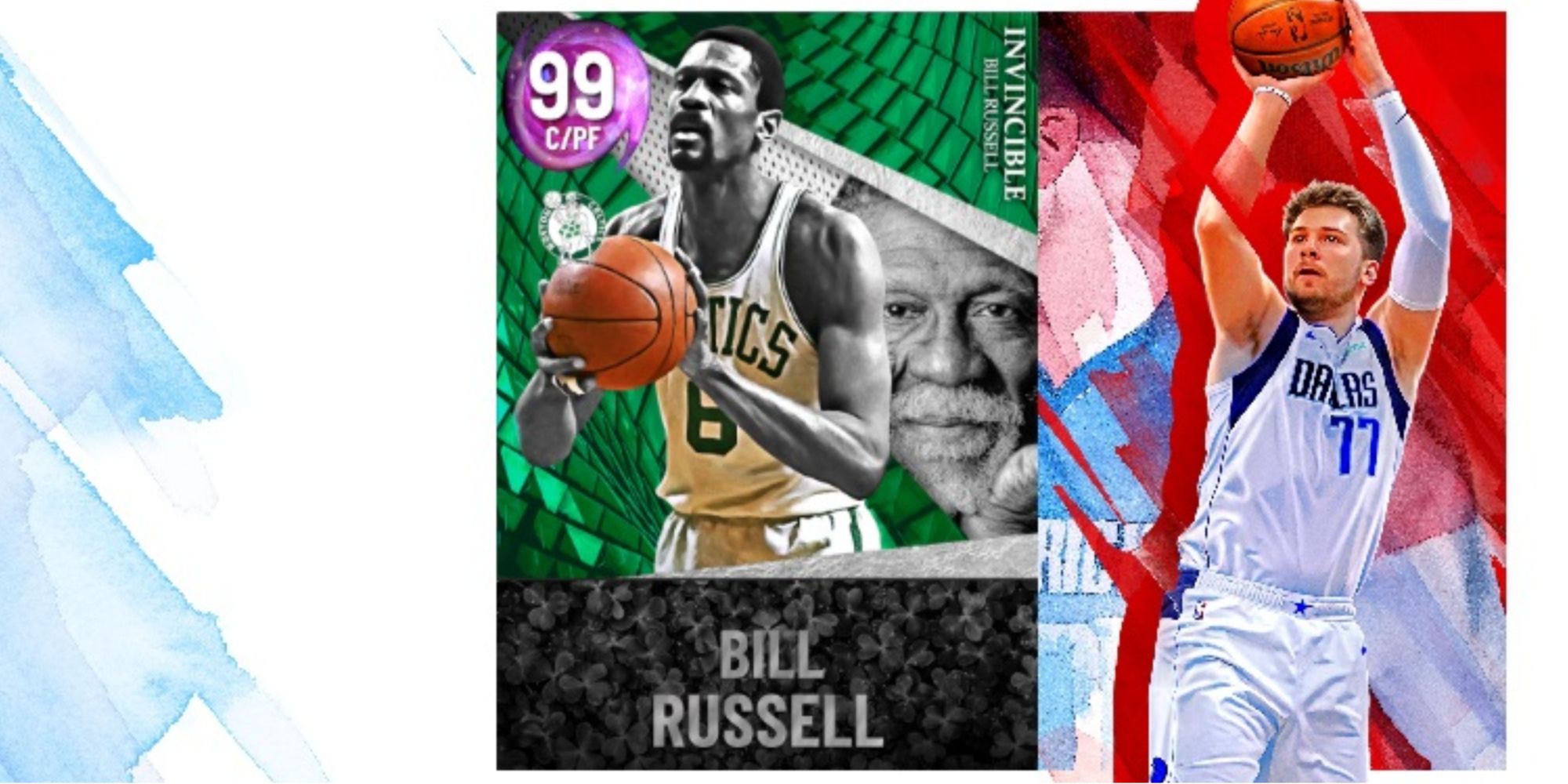 NBA 2K22 Bill Russell Dark Matter Player Card