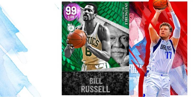 NBA 2K22 Bill Russell Dark Matter Player Card