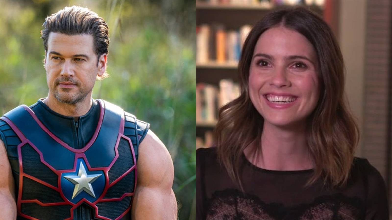 Split image of Nick Zano in Legends of Tomorrow and Shelley Henning in Teen Wolf