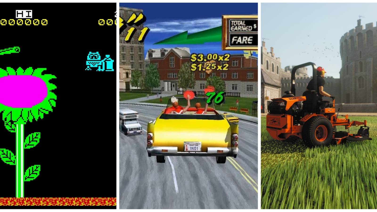 PSSST Flower Crazy Taxi Car Lawn Mower Simulator Lawnmower