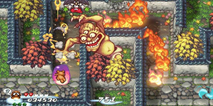 Pocky & Rocky Reshrined - Be proactive about protective shields - Player buries enemies while shielded