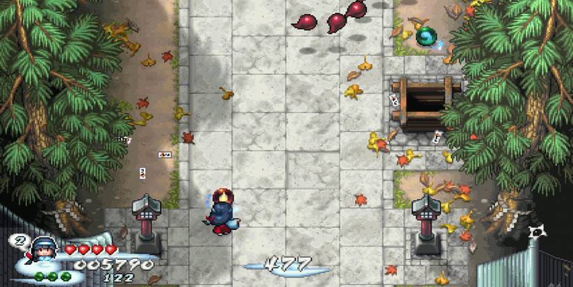 Pocky & Rocky Reshrined - Change weapons often during the stage - Player collects weapon drop