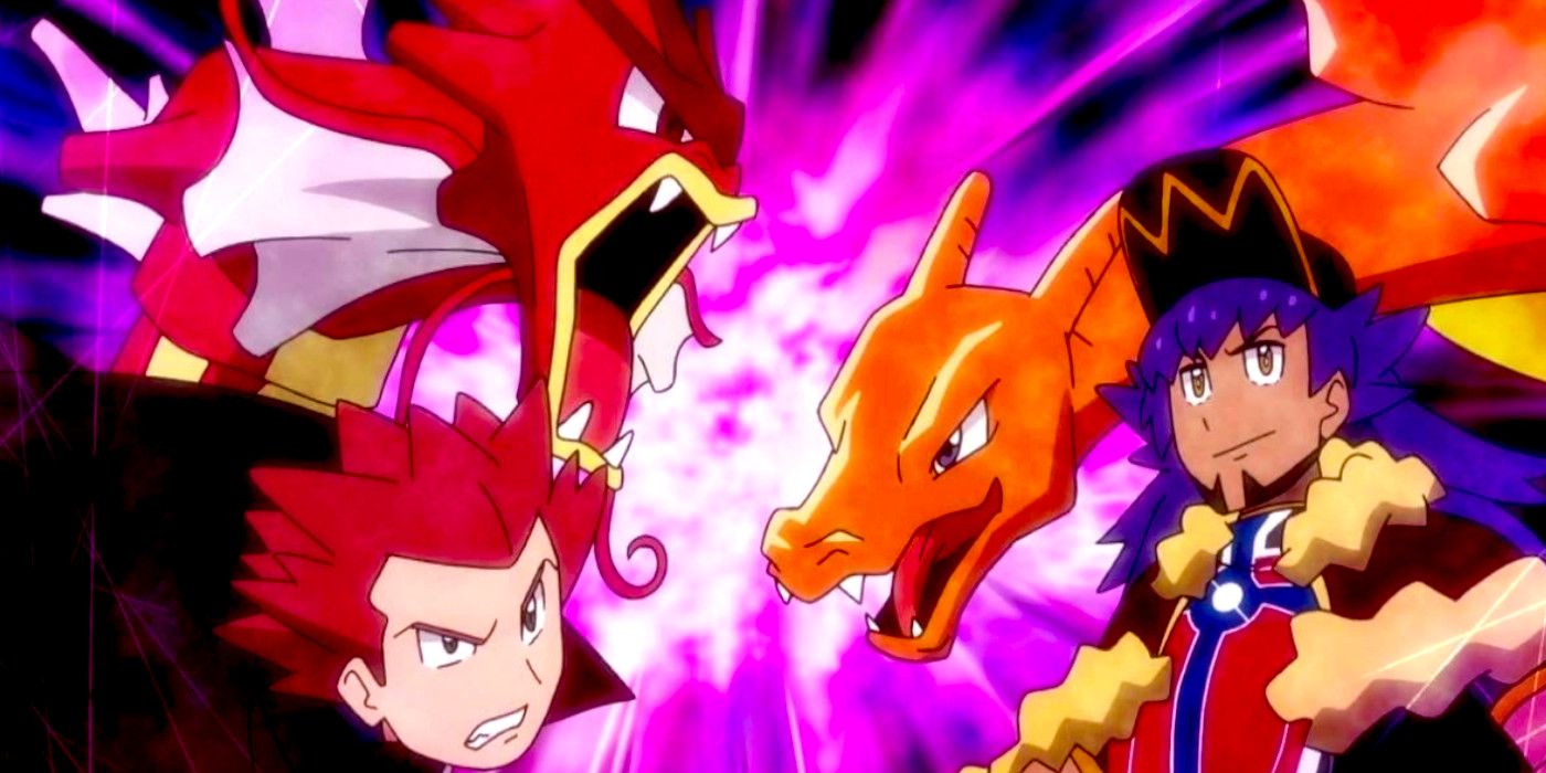 Pokemon Journeys Dragon-Type Lance and Red Gyarados vs Leon and Charizard