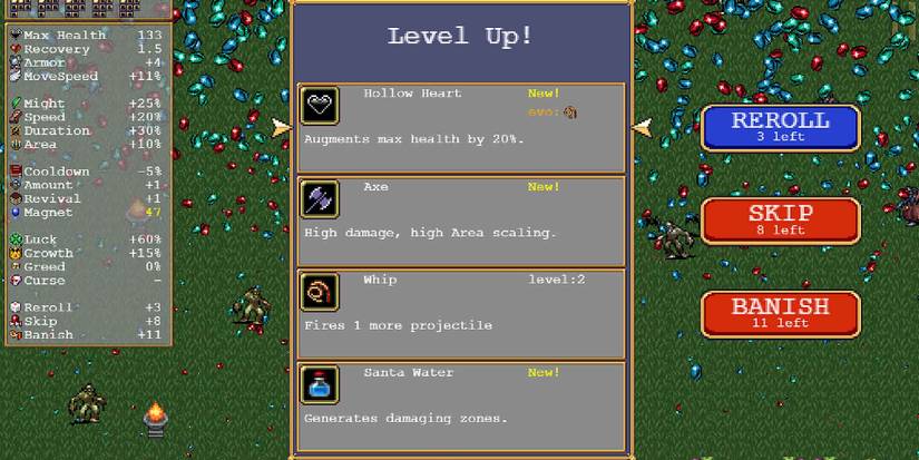 Selecting the Hollow Heart in Vampire Survivors