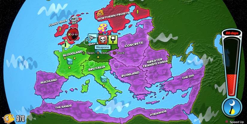 RESEARCH and DESTROY - Obtain as many achievements as possible - Player unlocks weapons and gadgets on the world map