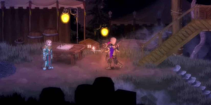 Duelist attacking a dummy in Salt and Sacrifice