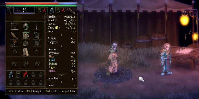 Cleric looking in their menu of Salt And Sacrifice