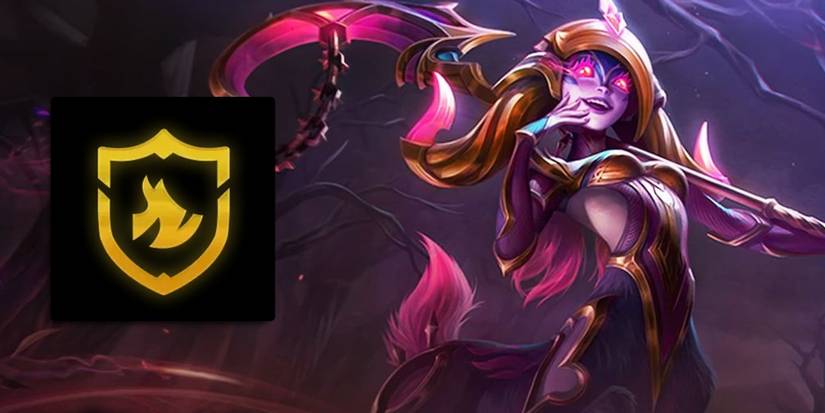 Teamfight Tactics Dragonlands - Scalescorn Insignia Overlaid On Artwork For Nightbringer Lillia