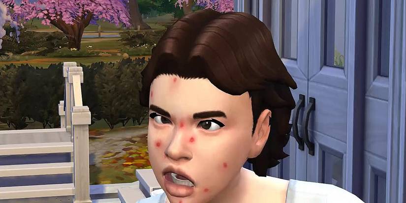 The Sims 4: Slice of Life Mod, showing an image of a pimply, angry teen Sim