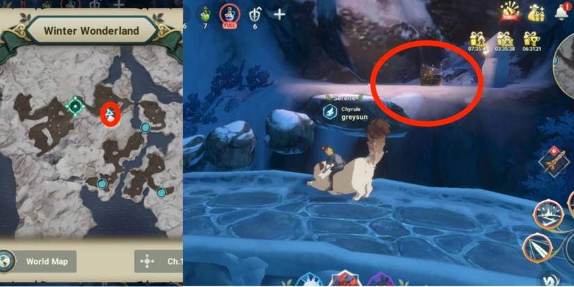 Snow-Covered Cliff Chest in Winter Wonderland