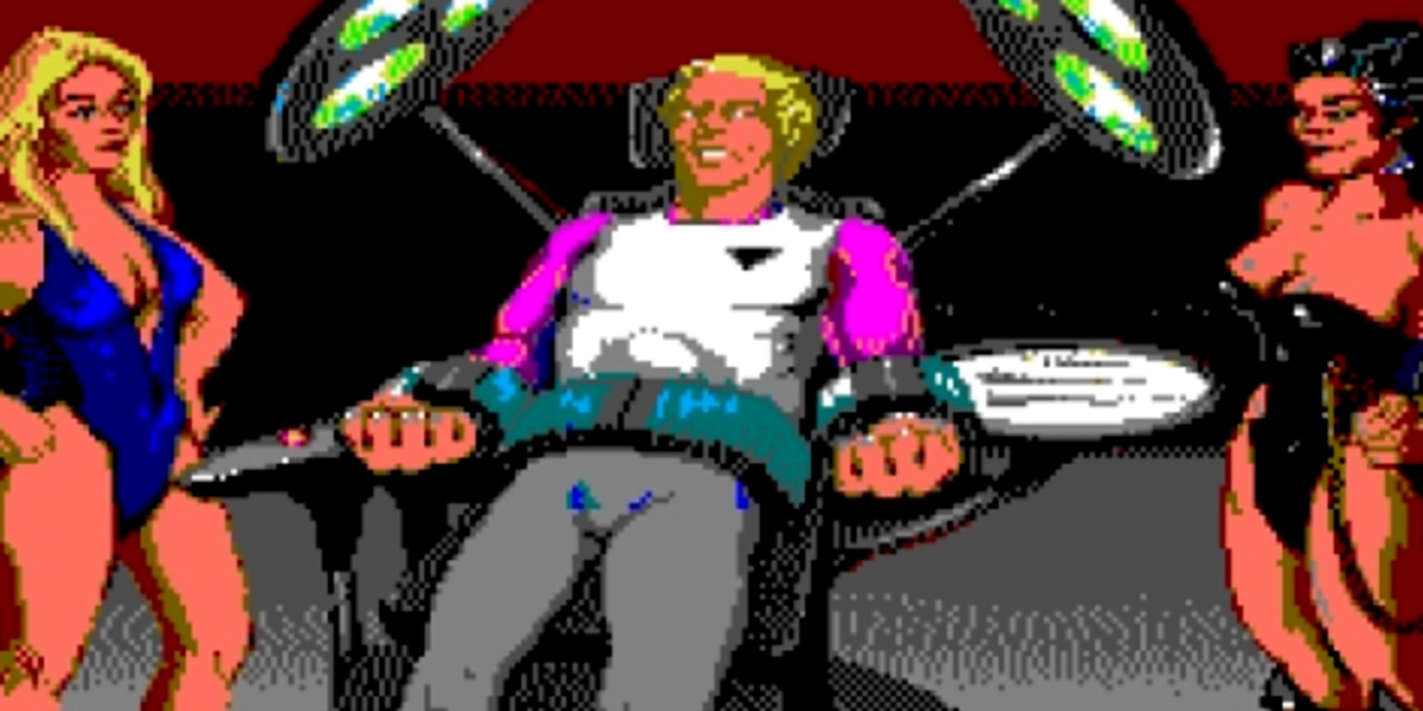 Image Showing Space Quest Main Character Roger Wilco Being Restrained By Two Women
