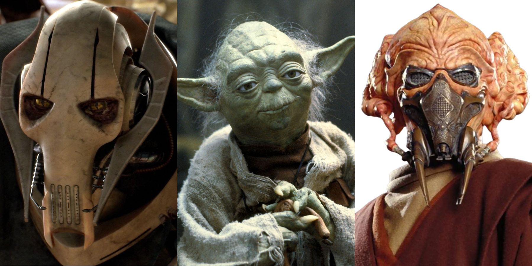 left to right: General Grievous, Yoda, Plo Koon
