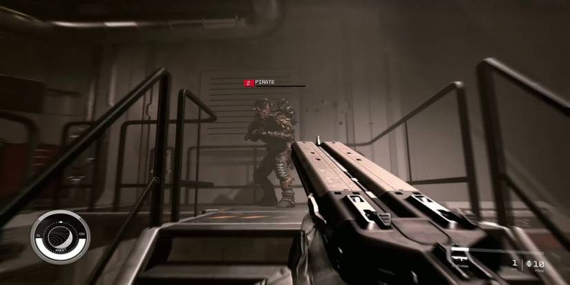 Player shooting at a pirate