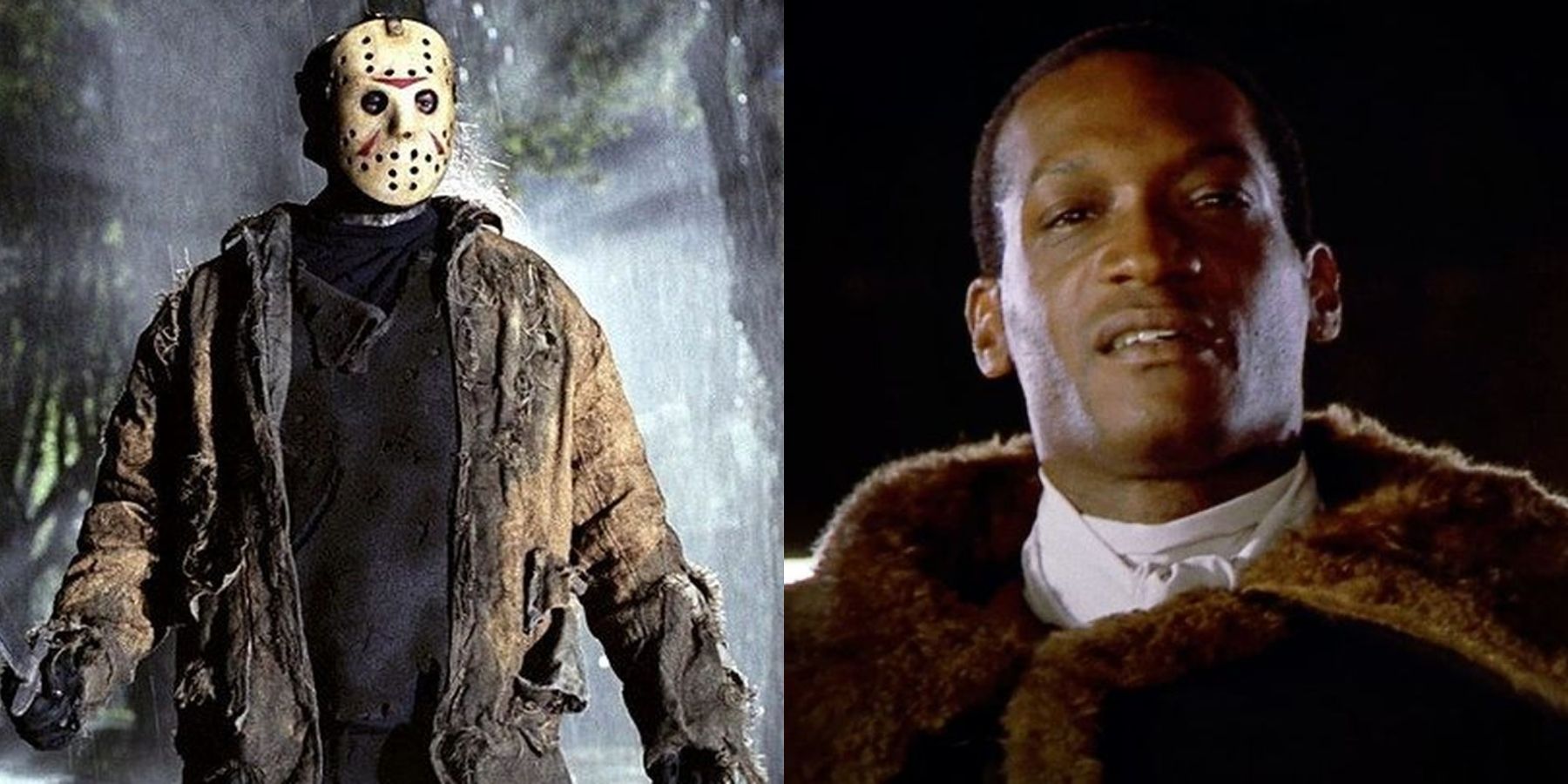 Split image of Jason Voorhees from Friday the 13th and Candyman