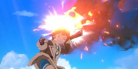 The Engineer in Ni no Kuni: Cross Worlds posing behind an attack