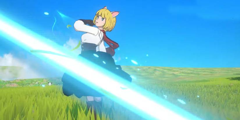 The Witch in Ni no Kuni: Cross Worlds slashing with her spear