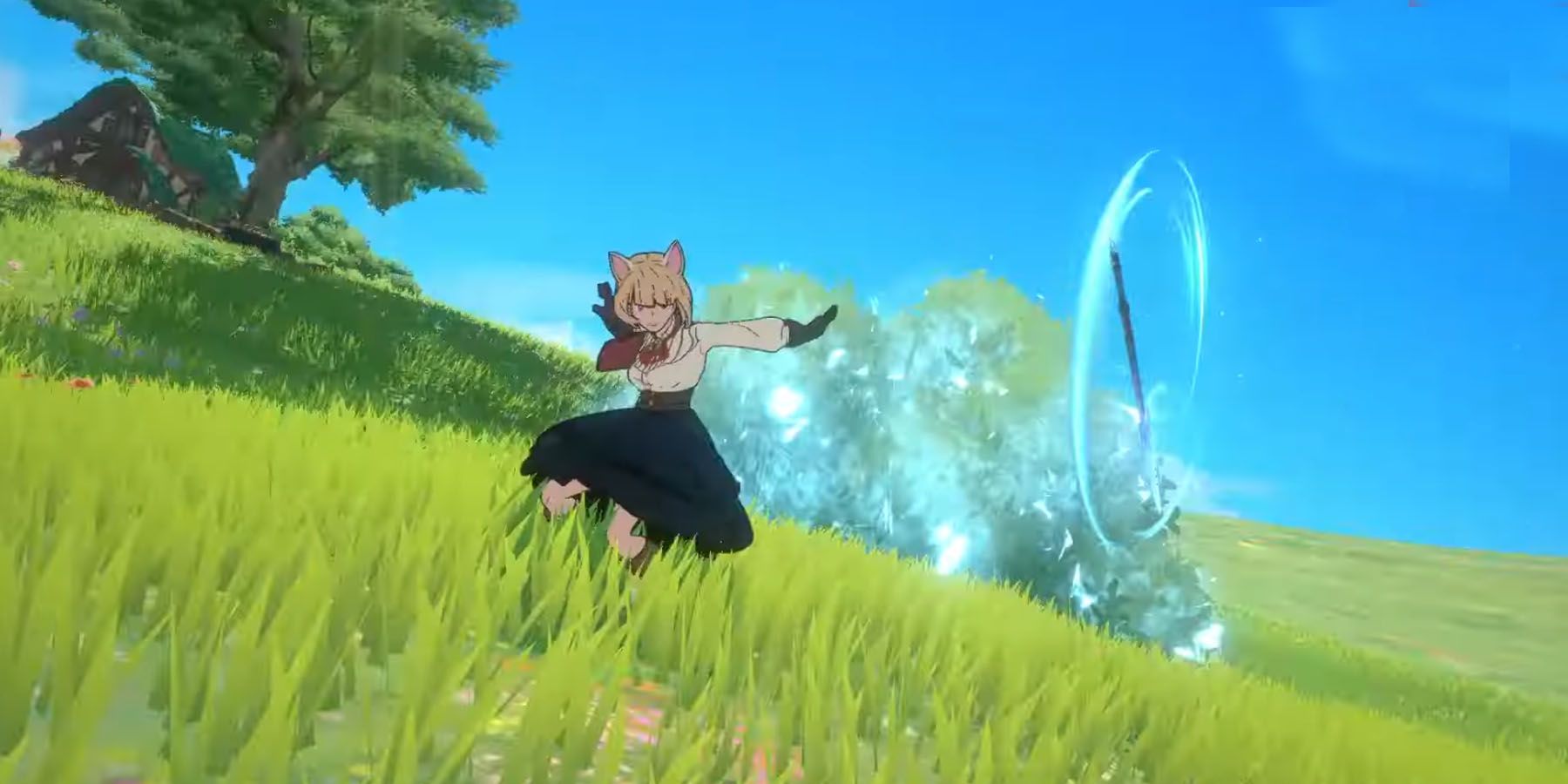 The Witch in Ni no Kuni: Cross Worlds spinning her spear