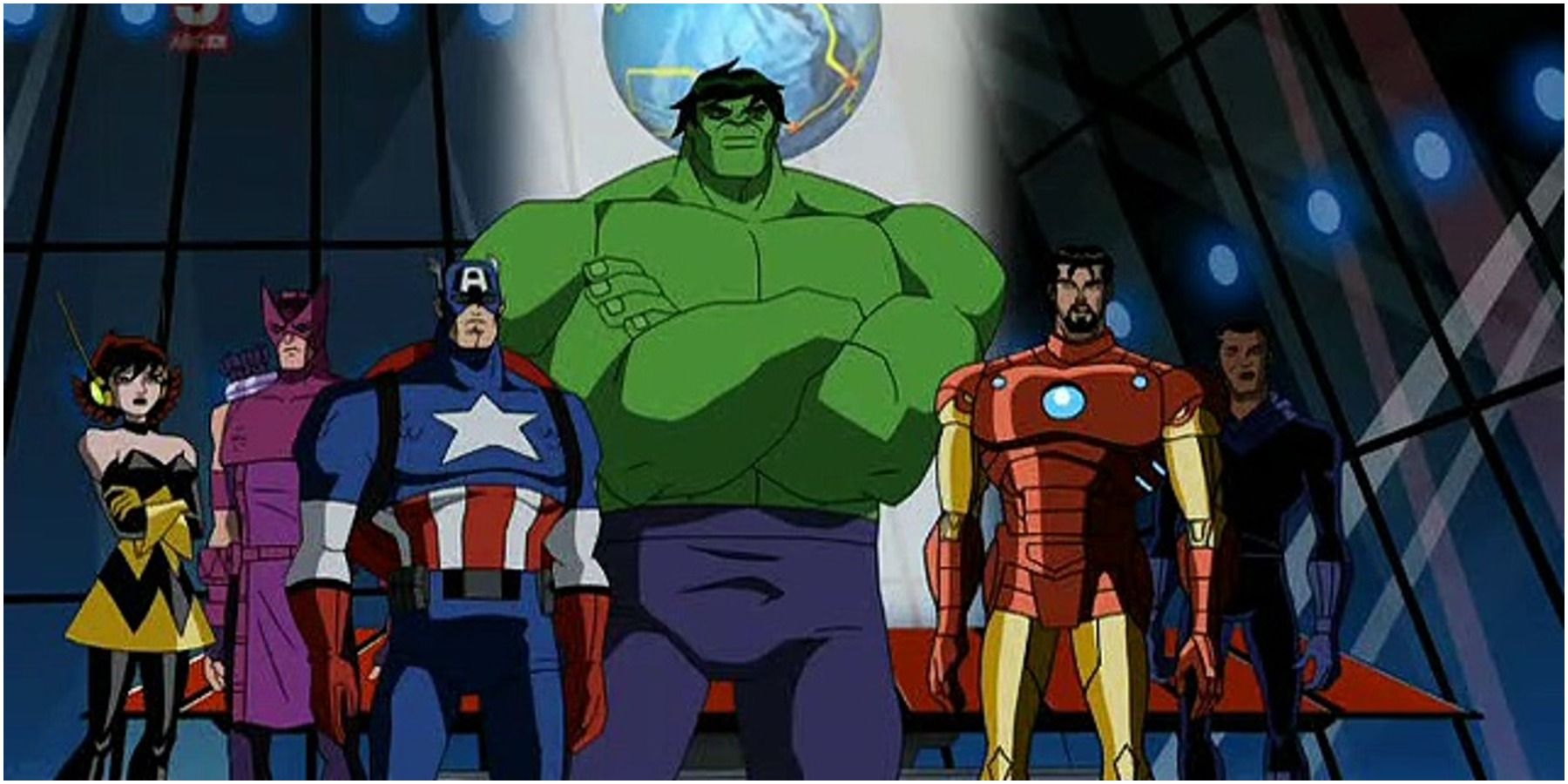 Wasp, Hawkeye, Capt America, Hulk, Iron Man and Black Panther
