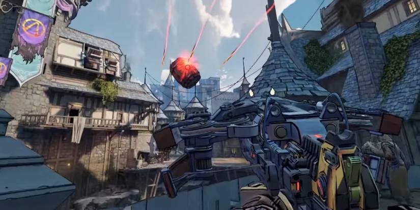 Tiny Tina Wonderlands Barrelmaker spell thrown from crossbow outpost