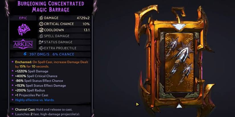 Tiny Tina Wonderlands Magic Barrage spell stats