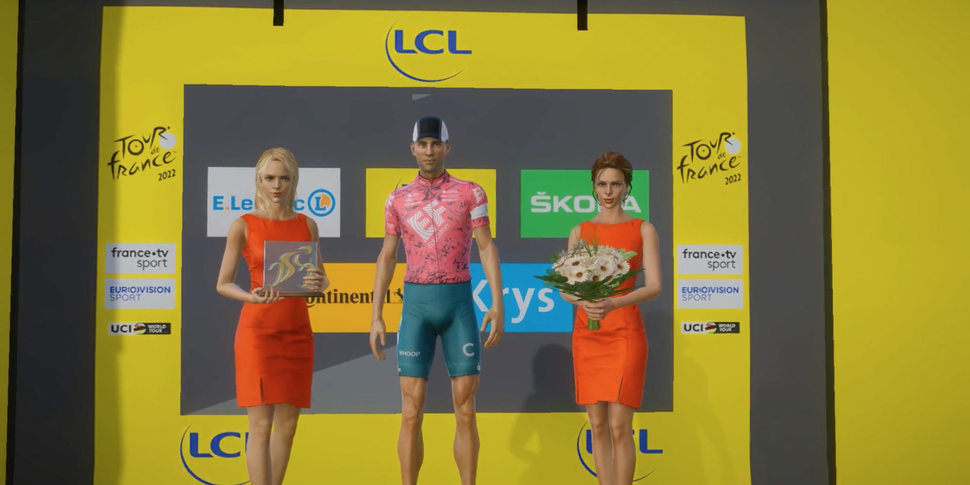 Tour de France 2022 - Feature - Player is greeted by beautiful women after being victorious