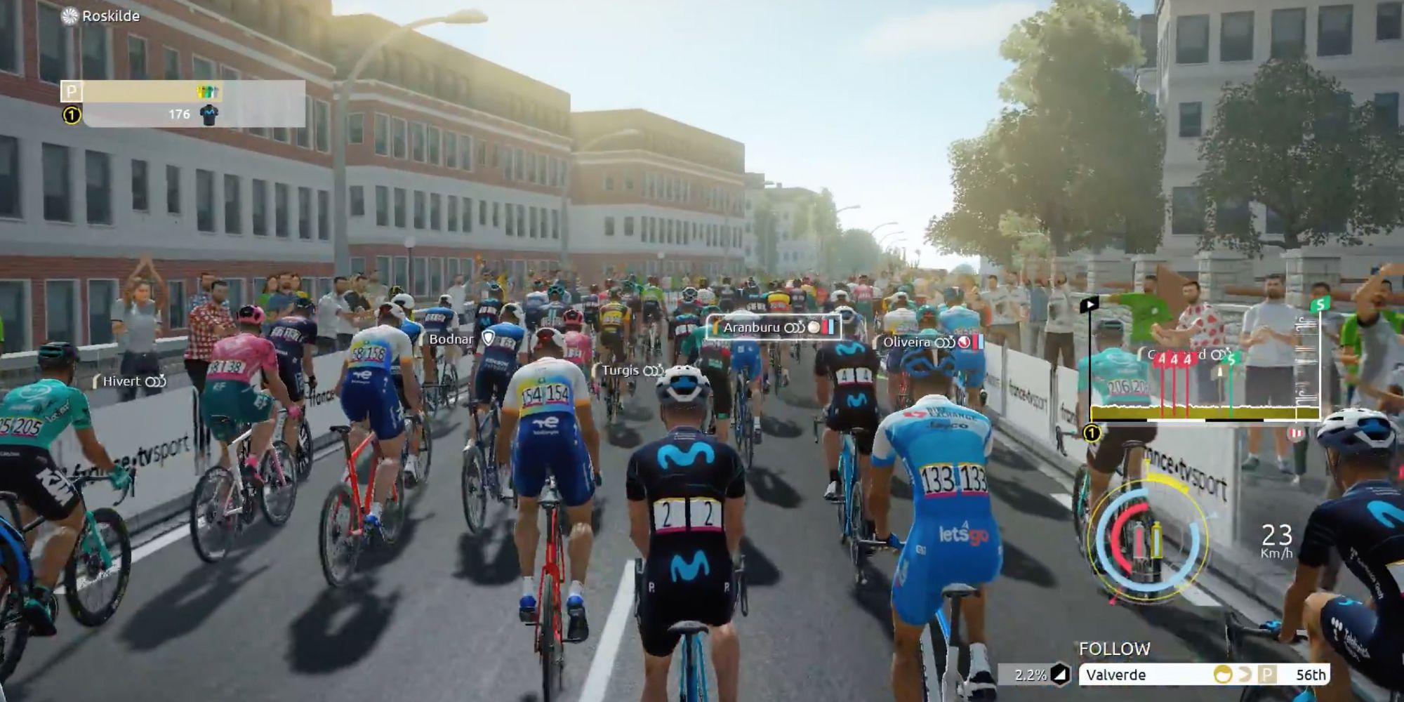 Tour de France 2022 - Start slow - Player moves along with the team at the starting line