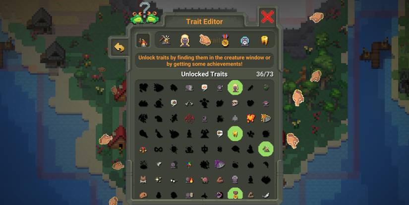 A trait editor screen for a dwarf in Worldbox - God Simulator