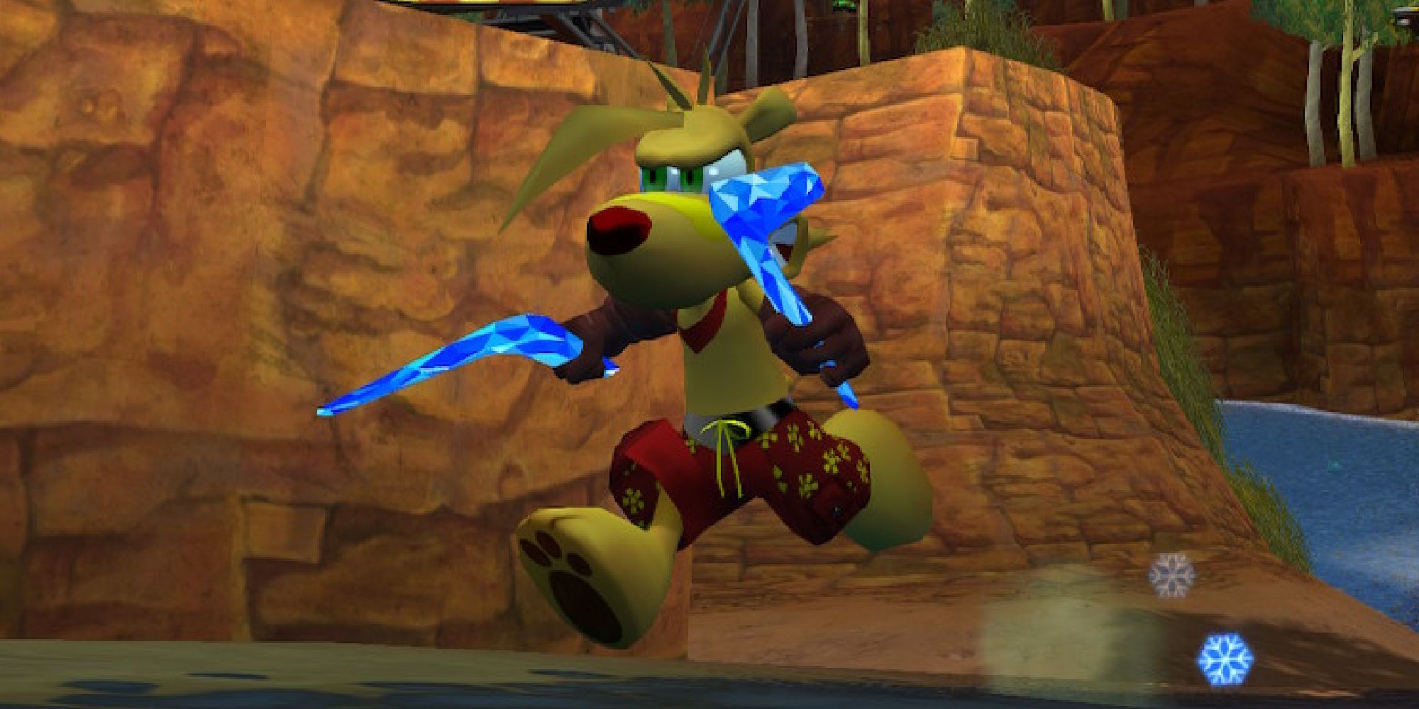 Ty holding two diamond boomerangs in Ty the Tasmanian Tiger 2