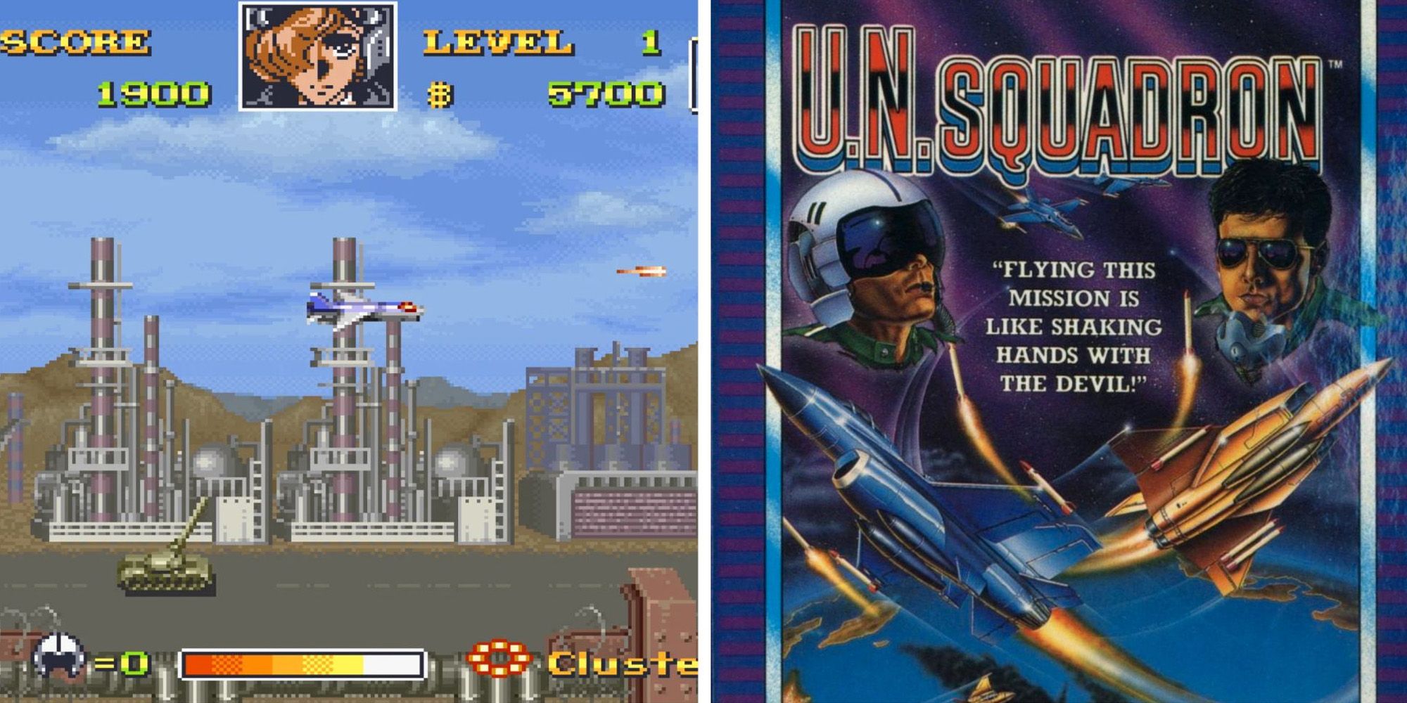 UN Squadron SNES Gameplay & UN Squadron European Box Art cropped