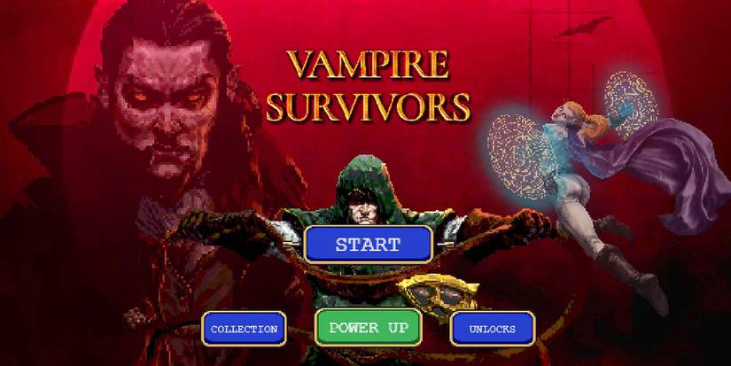 The Main Menu in Vampire Survivors