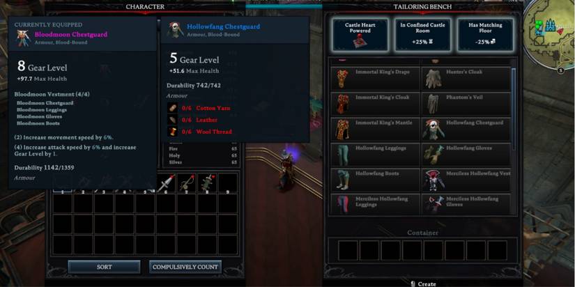 V Rising Items Needed To Make The Hollowfang Gloves