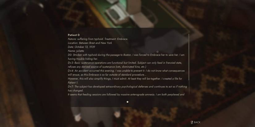 Vampire the Masquerade Swansong_Leysha_Memories_Patient 0 file