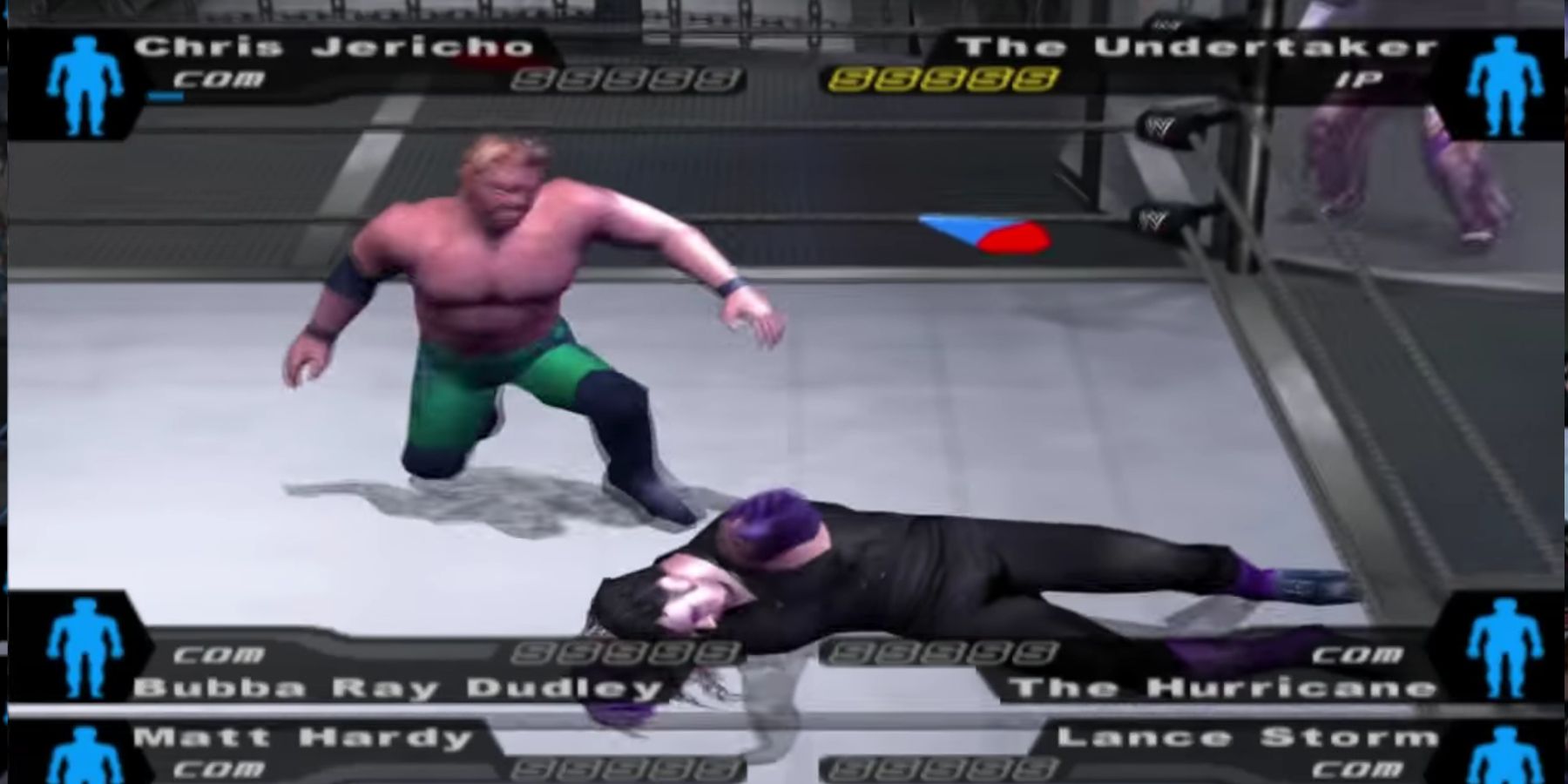 Undertaker and Jericho fight in the Elimination Chamber