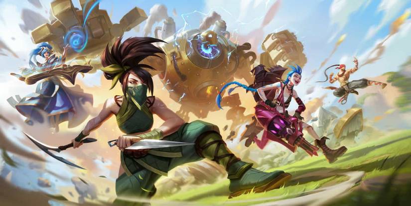 Key art for League of Legends: Wild Rift featuring Sona, Akali, Blitzcrank, Jinx, and Lee Sin