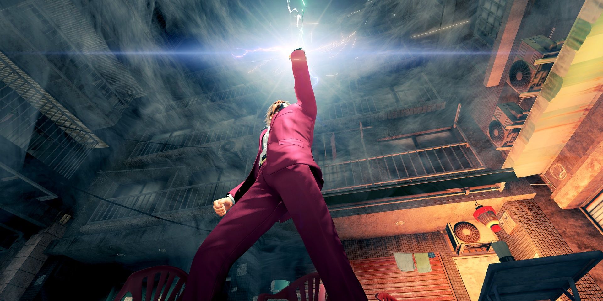Ichiban conjuring lightning powers in Yakuza: Like A Dragon 
