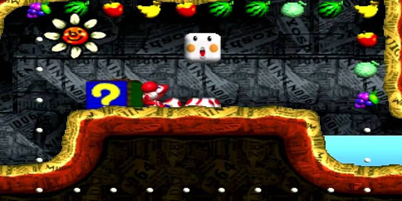 Yoshi's Story Jelly Pipe underground stage with newspaper