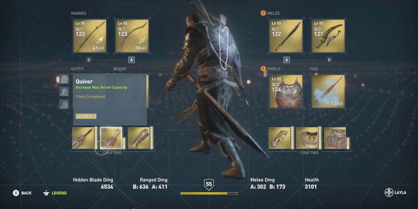 ac origins equipment menu