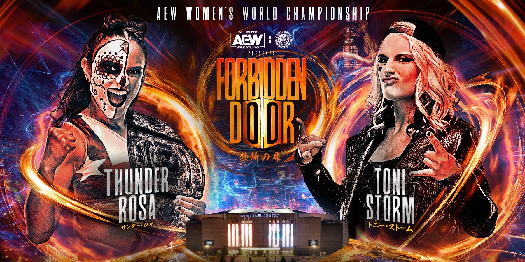 Thunder Rosa and Toni Storm Forbidden Door graphic