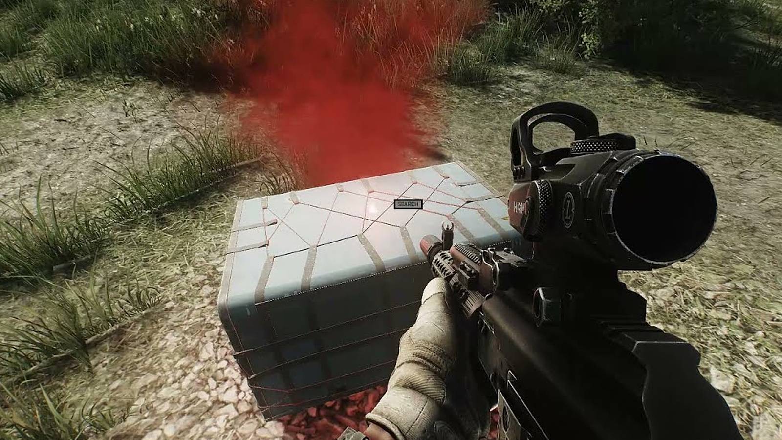 Player looking at air drop in Escape From Tarkov